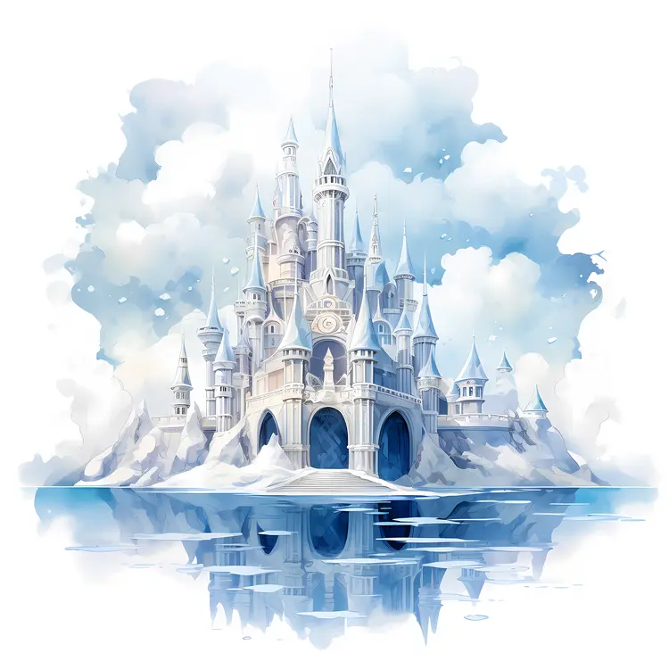 Dreamy Ice Castle in a Frozen Landscape
