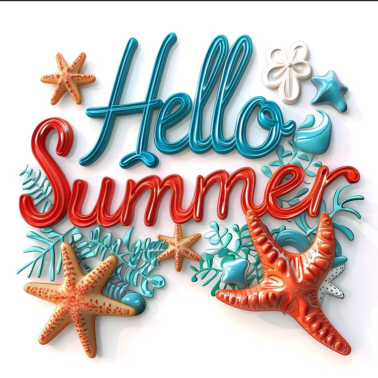 Hello Summer with Starfish and Seashells