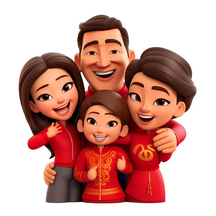 Happy Family Celebrating Chinese New Year