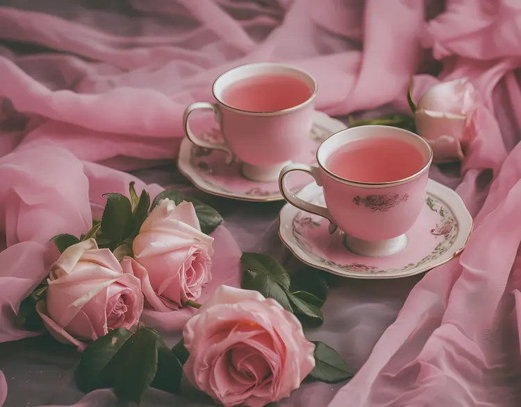 Charming Tea Cups with Roses