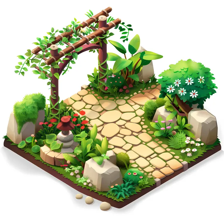 Small Garden with Path Illustration