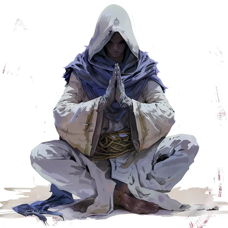 Illustration of a Praying Monk