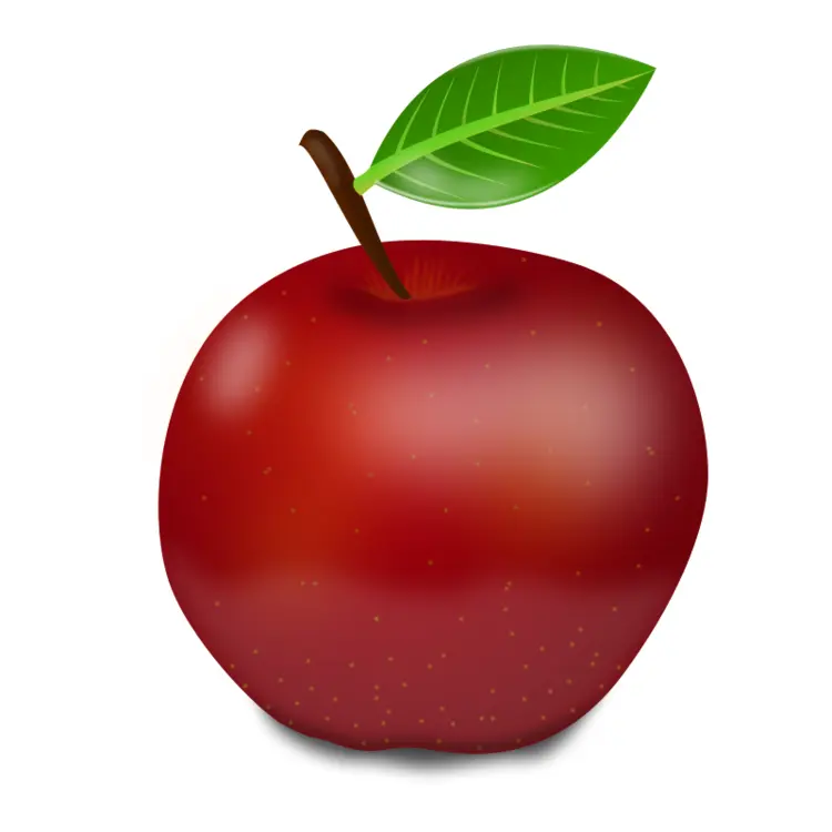 Red Apple with Leaf