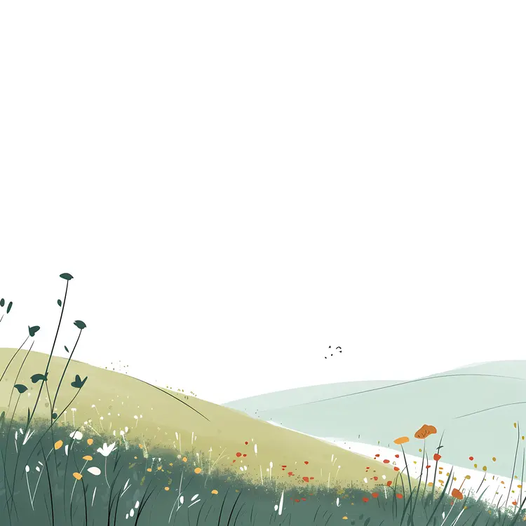 Green Hills with Wildflowers
