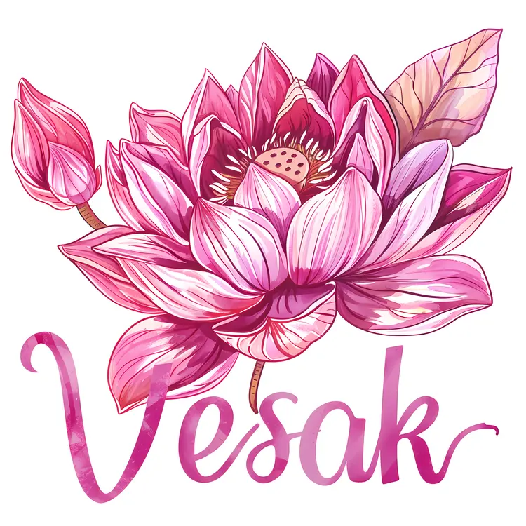 Vesak with Pink Lotus Flower