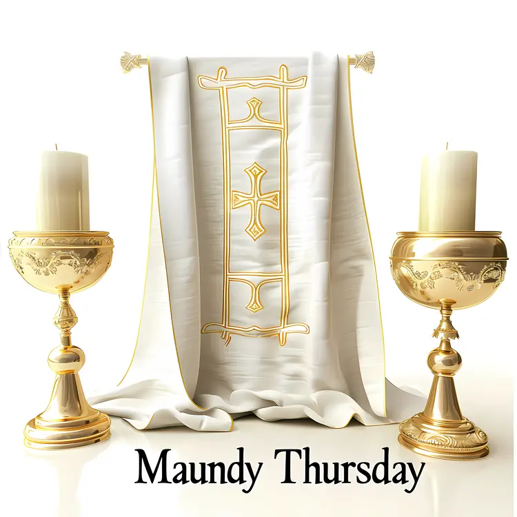 White Cloth with Cross and Candles for Maundy Thursday