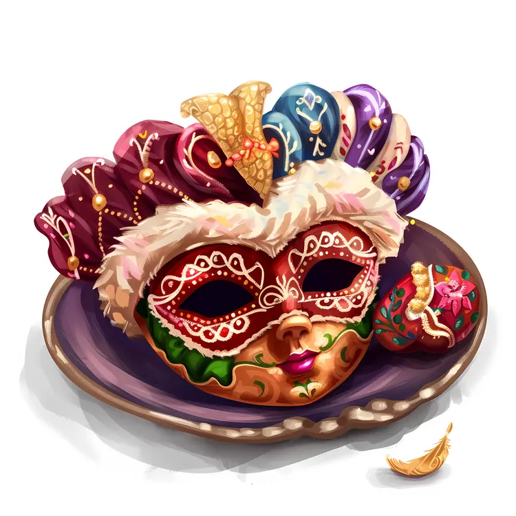 Colorful Decorative Mask with Feathers