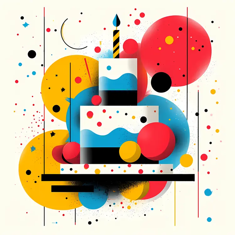 Colorful Cake with Single Candle for Celebration