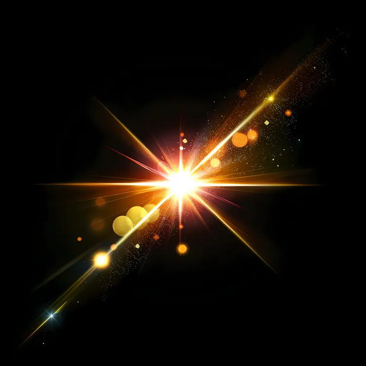 Golden Light Burst in Darkness