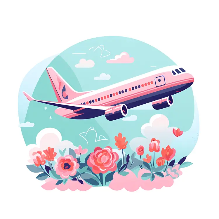 Airplane Flying Over a Field of Flowers