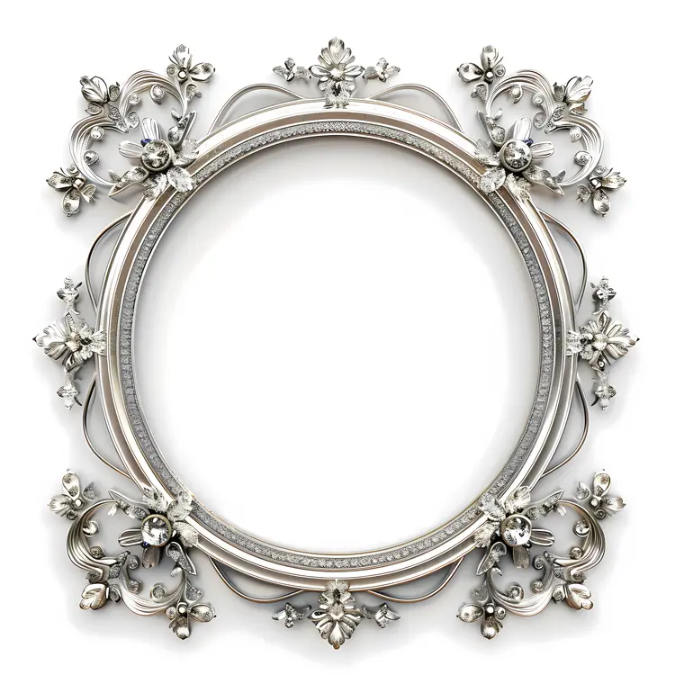 Ornate Silver Circular Frame