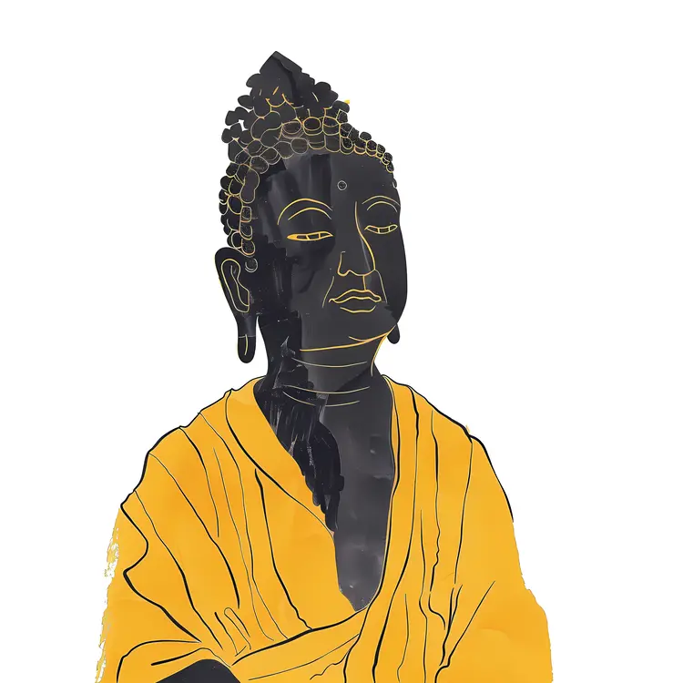 Black and Yellow Buddha Statue Illustration