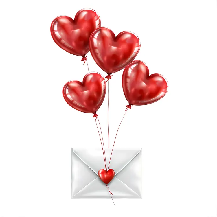 Heart Balloons with Love Envelope
