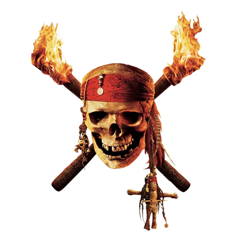 Pirate Skull with Flaming Torches