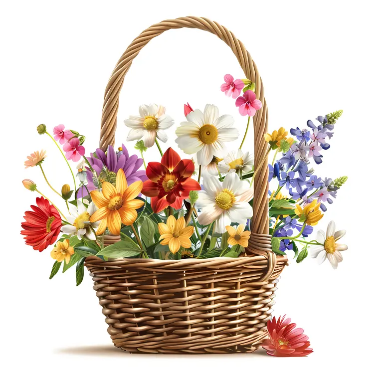 Basket of Colorful Wildflowers