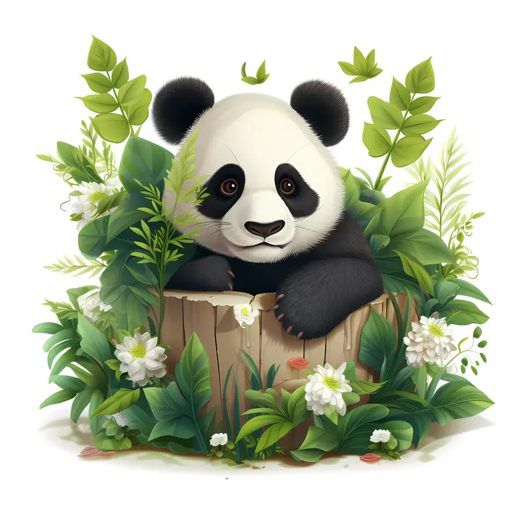 Cute Panda in Greenery