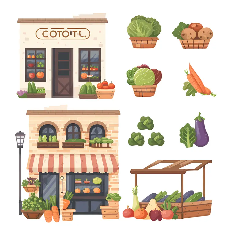 Charming Vegetable Shop with Fresh Produce