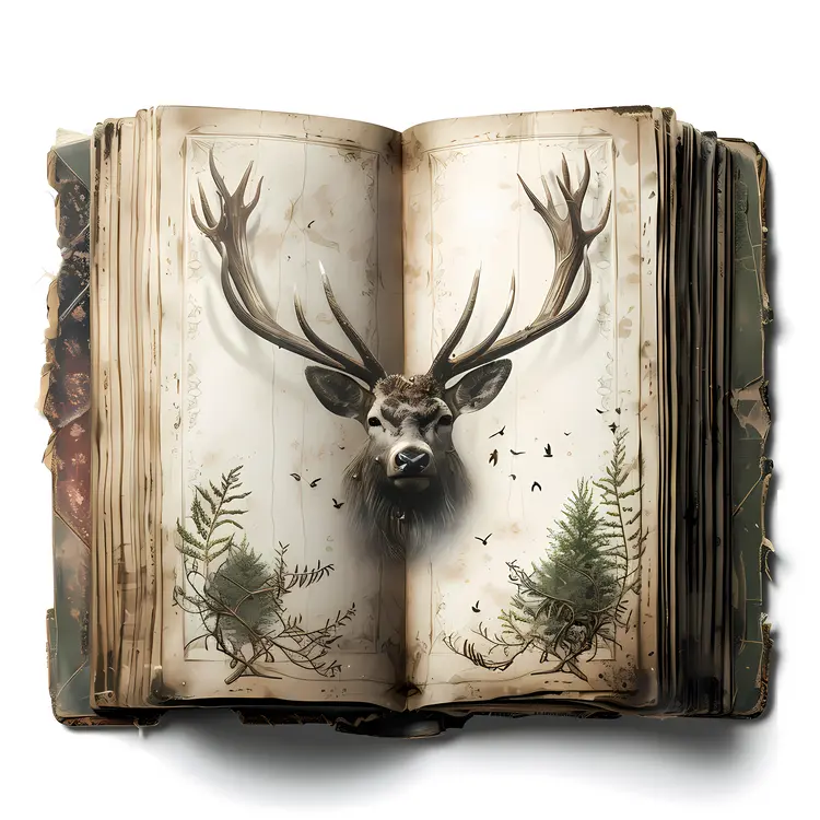 Book with Deer Illustration