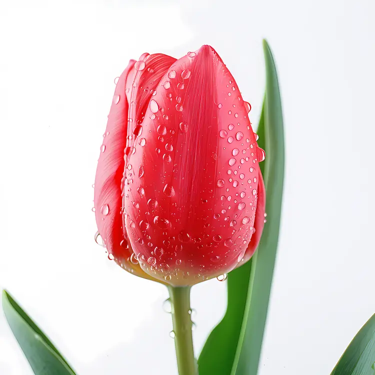 Red Tulip with Water Droplets