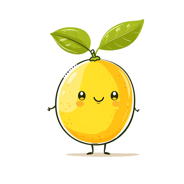 Cute Lemon with Leaf