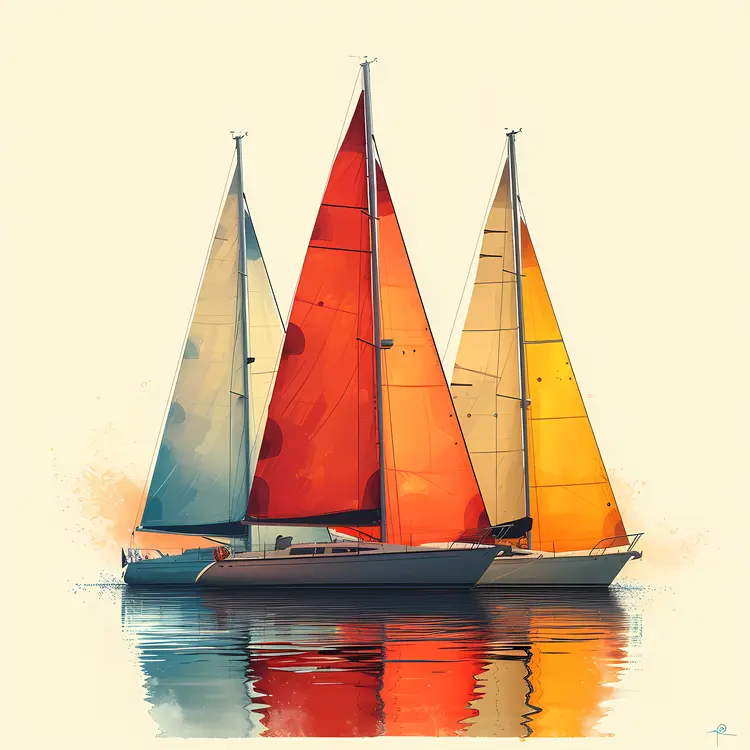 Three Vibrant Sailboats
