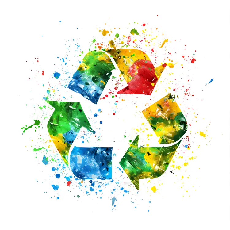 Colorful Recycle Symbol with Splashes