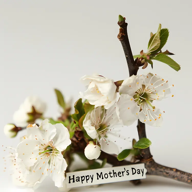 White Flowers with Leaves for Mother's Day