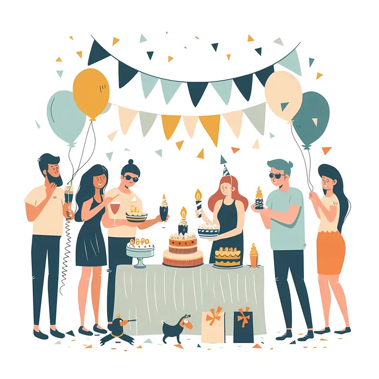 Birthday Party with Friends and Cake