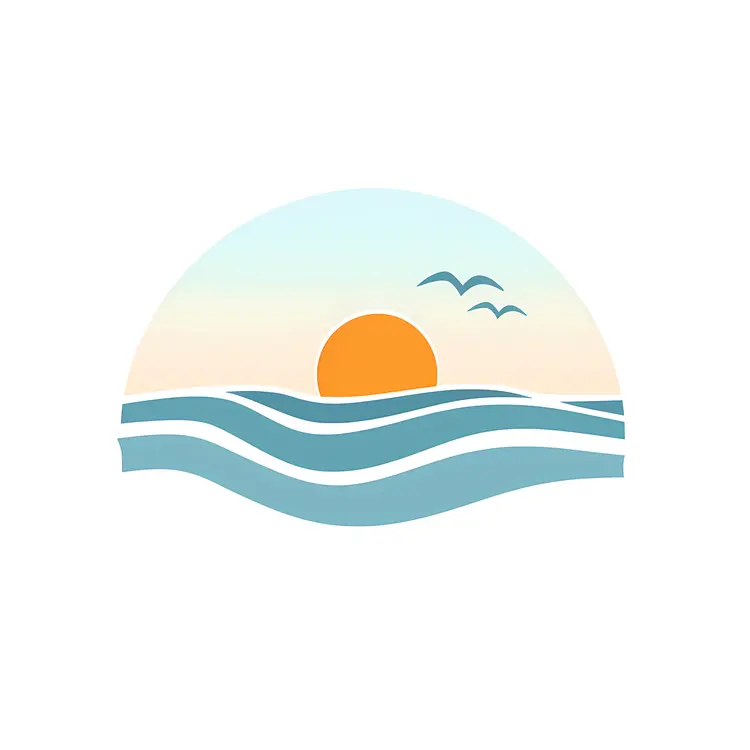 Sunset with Ocean Waves in Nature Art
