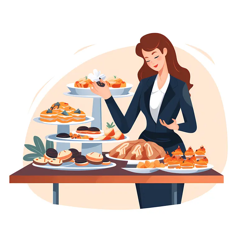 Woman Enjoying Buffet