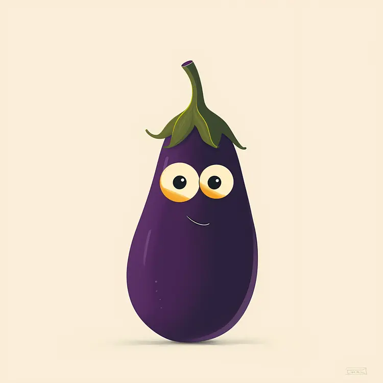 Surprised Eggplant with Big Eyes