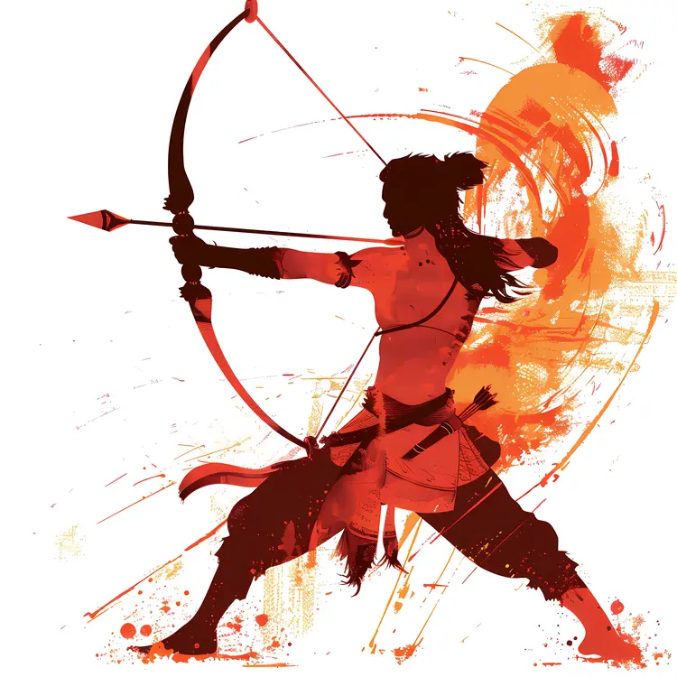 Silhouette of an Archer in Red