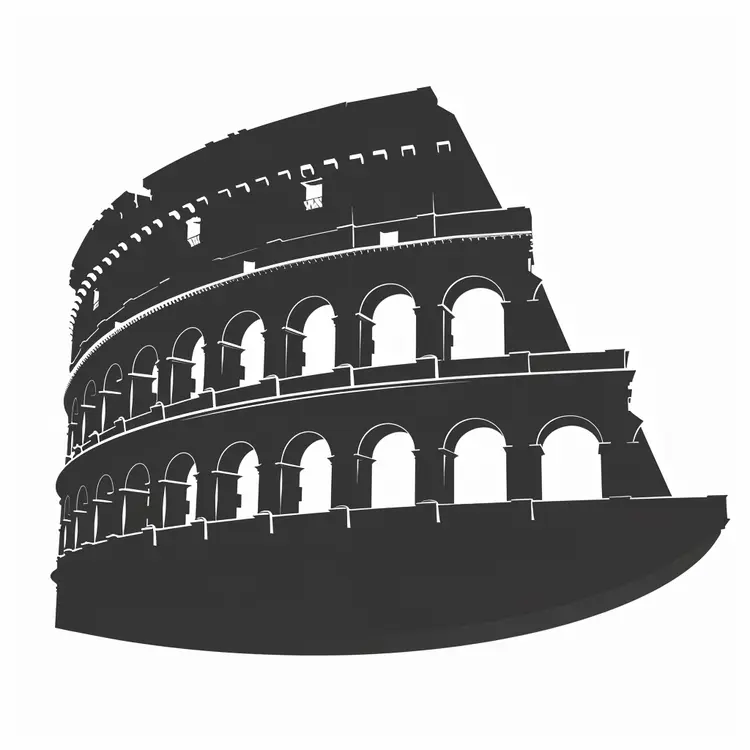 Black and White Colosseum Illustration
