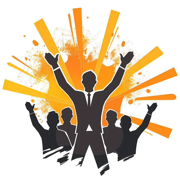 Businessmen Silhouettes Celebrating Success