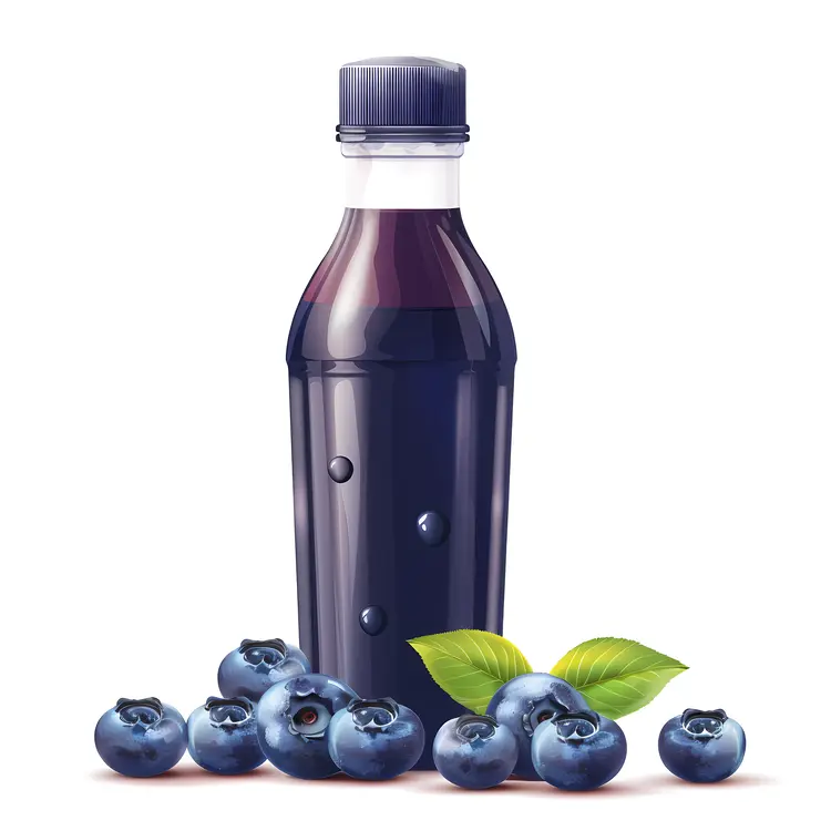 Bottle of Blueberry Juice with Fresh Blueberries
