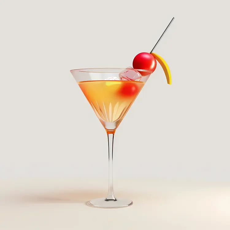 Realistic Cocktail with Lemon and Cherry