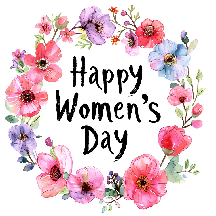 Watercolor Floral Happy Women's Day Greeting