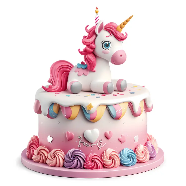 Pastel Unicorn Cake with Heart Decorations