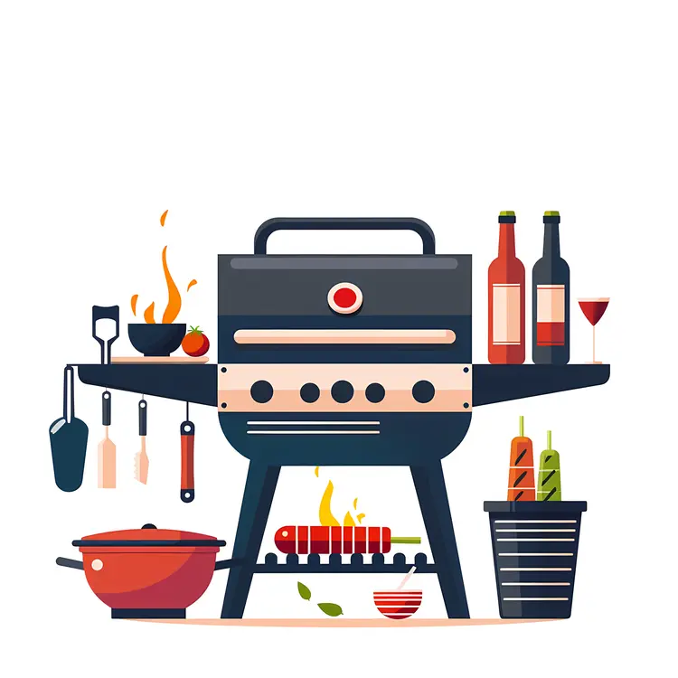 Outdoor Barbecue Grill with Accessories