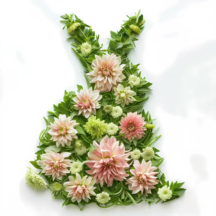 Pink Bunny with Green Leaves