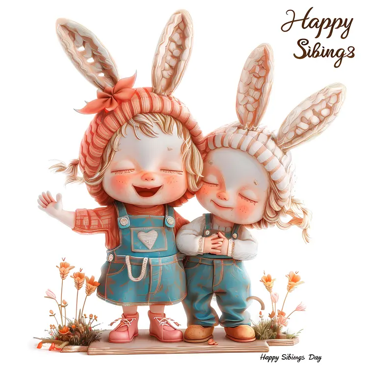 Cute Siblings with Bunny Ears for Siblings Day