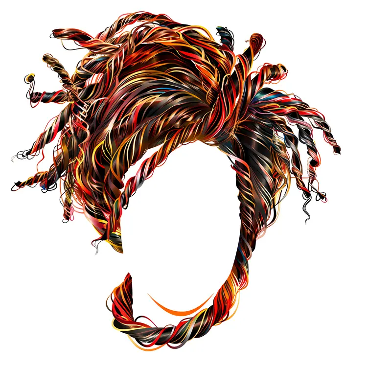 Vibrant Colorful Twisted Hair Illustration