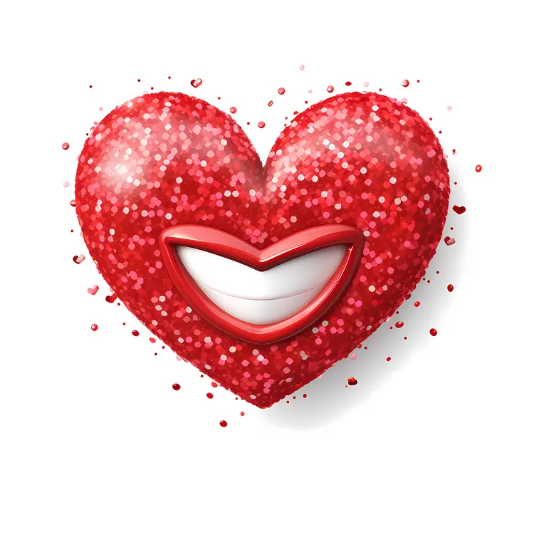 Glitter Heart with Smile for Valentine's Day