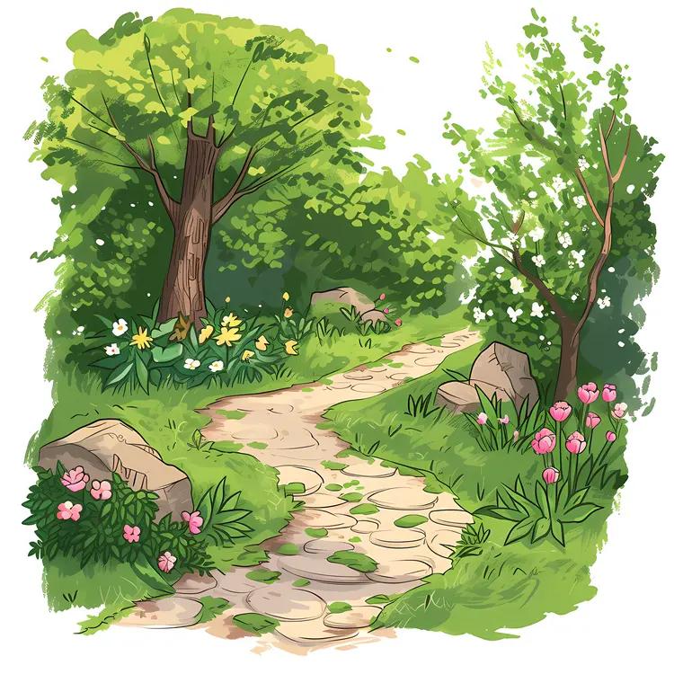 Peaceful Forest Path with Greenery