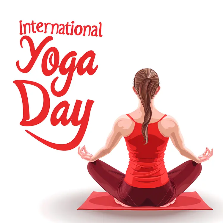 Meditative Yoga Pose in Red for International Yoga Day