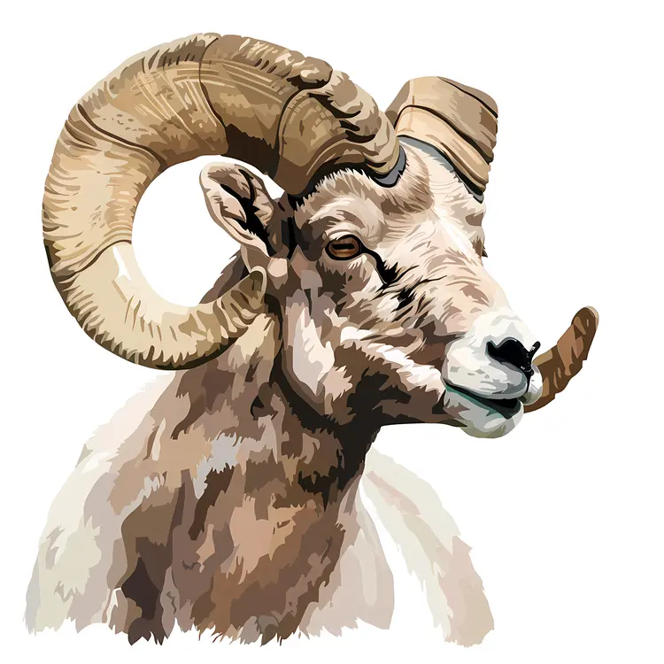 Detailed Ram Illustration in Nature