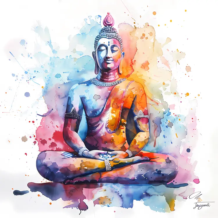 Colorful Watercolor Buddha Painting
