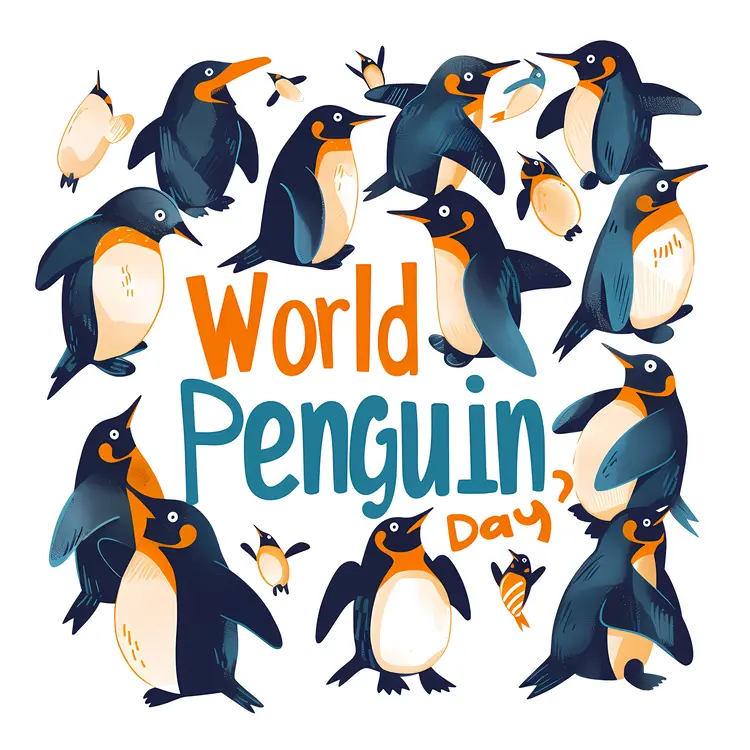 Group of Penguins for World Penguin Day