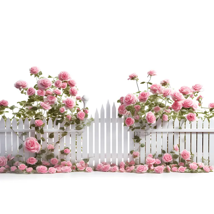 Pink Roses and White Fence