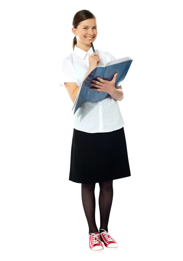 Smiling Woman Holding Folder